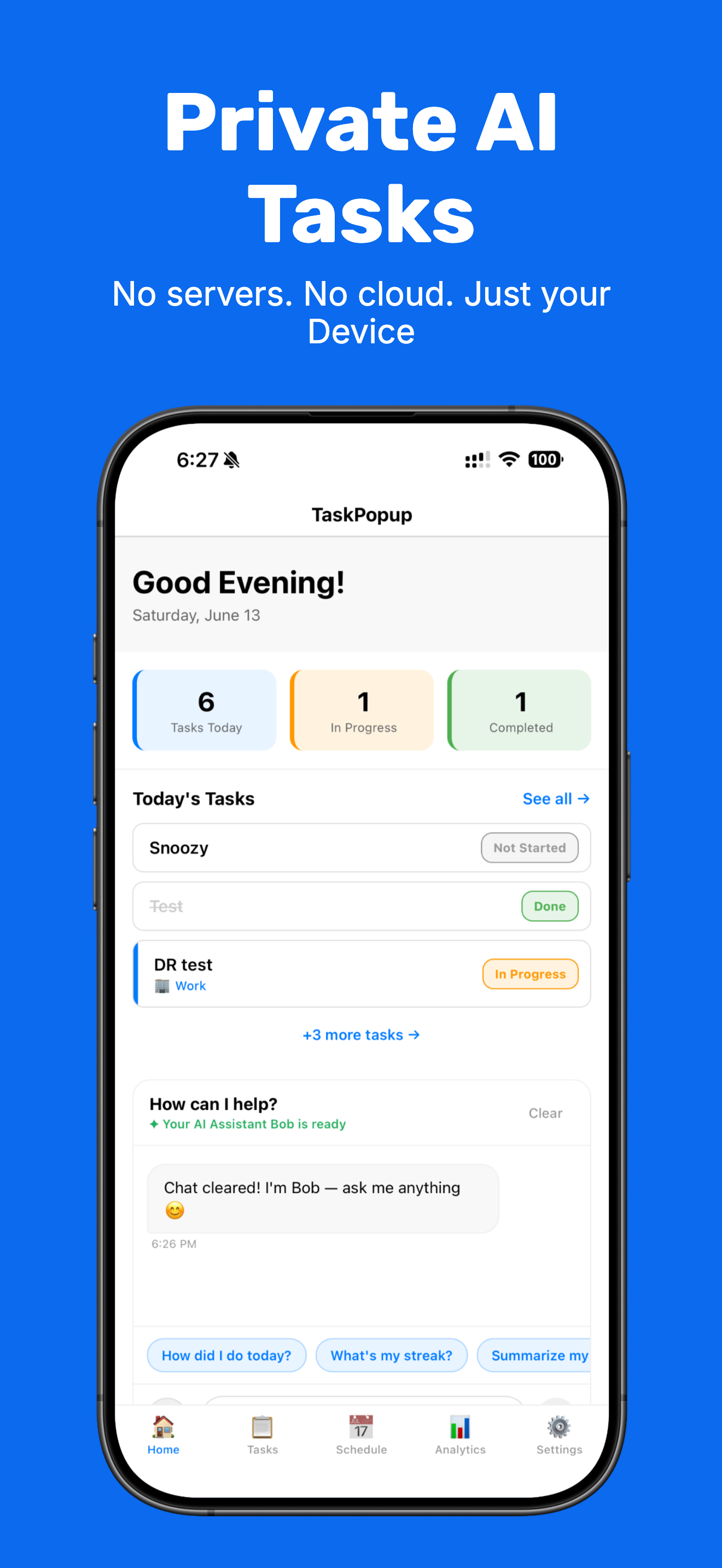 TaskPopup — Private AI Tasks