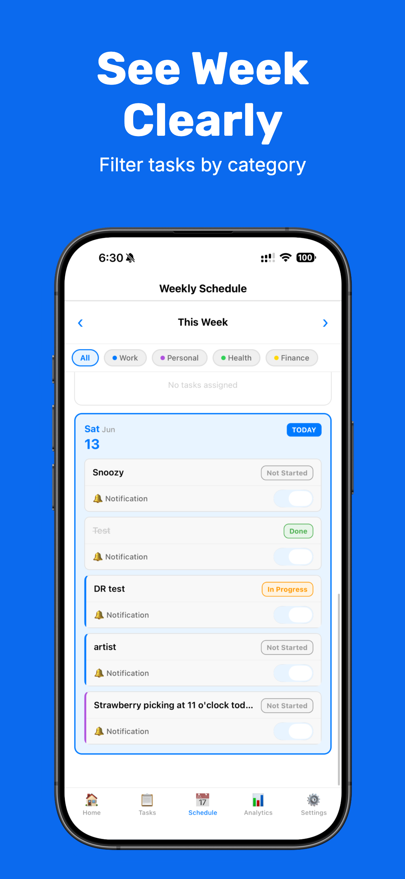 Weekly Schedule view